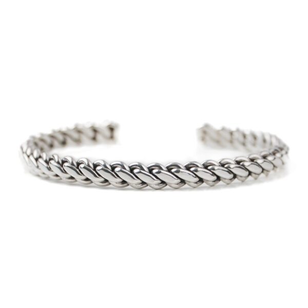 Woven Braided 925 Sterling Silver Cuff Bangle