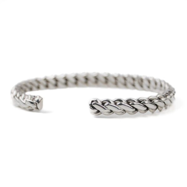 Woven Braided 925 Sterling Silver Cuff Bangle