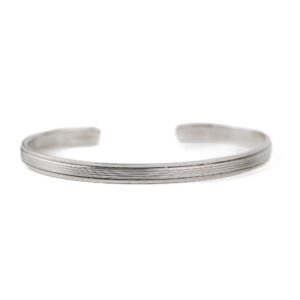 Sterling Silver Striped Pattern Cuff Bangle