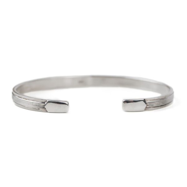 Silver Striped Pattern Cuff Bangle