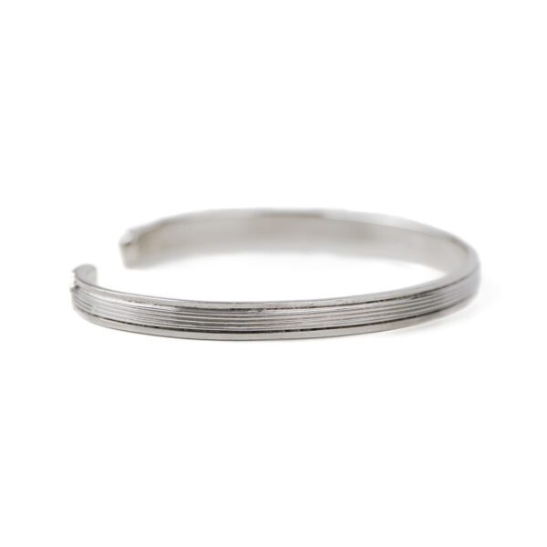 Silver Striped Pattern Cuff Bangle