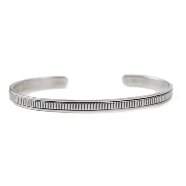 Sterling Silver Cuff Bangle with Vertical Ribbed Pattern