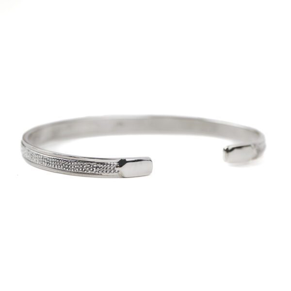 Dotted Textured Silver Cuff Bangle