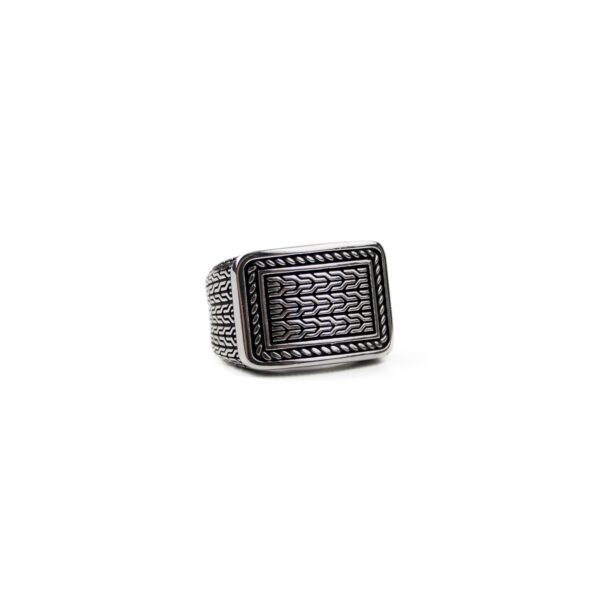 Men's Silver Ring with Unique Braided Pattern