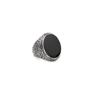 Oval Onyx Vintage Silver Men's Ring