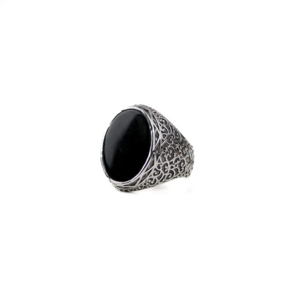 Oval Onyx Vintage Silver Men's Ring