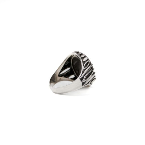 Agate Stone Silver Men's Ring