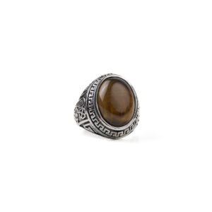 Tiger's Eye Meandros Silver Ring