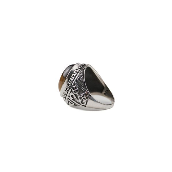 Tiger's Eye Meandros Silver Ring