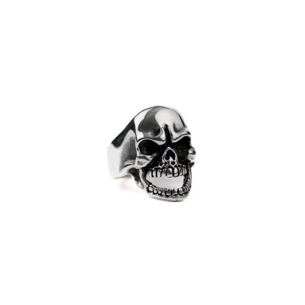 Mad Skull Open Mouth Silver Ring for Men