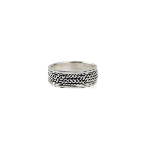 Rope Pattern Silver Band Ring