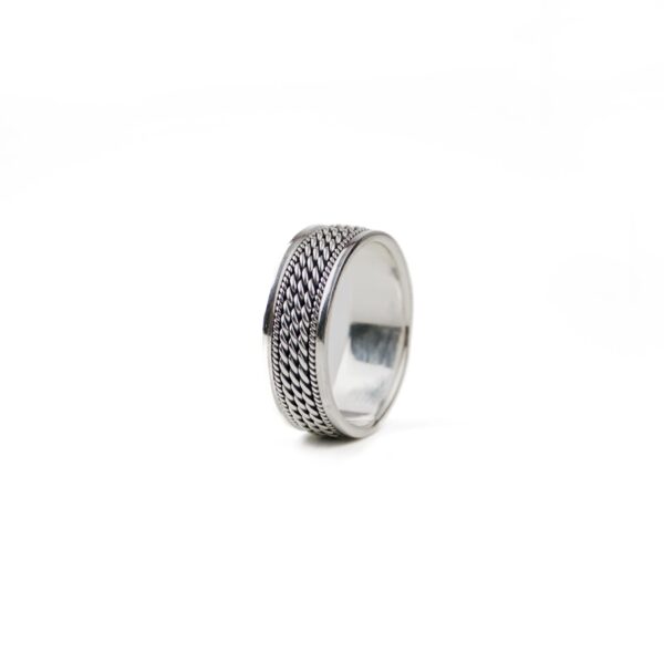 Rope Pattern Silver Band Ring