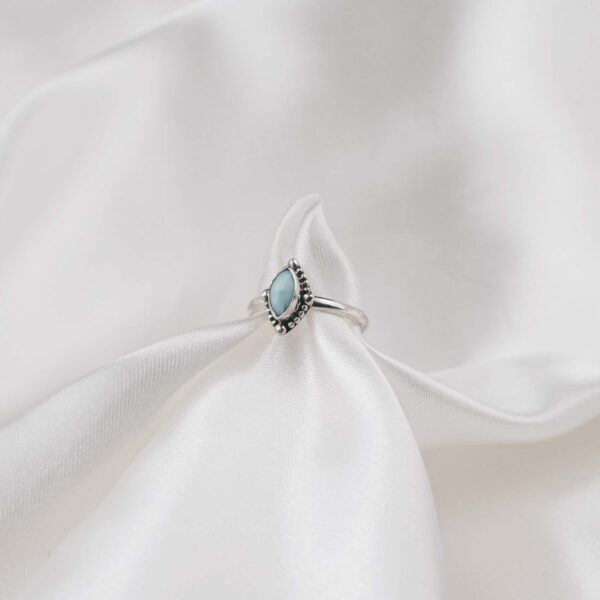 Larimar Sterling Silver 925 Women's Minimal Ring