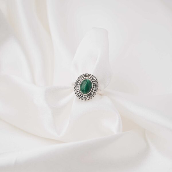 Malachite Sterling Silver 925 Women's Minimal Ring