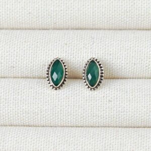 Green Onyx Stone Sterling Silver Earring Studs