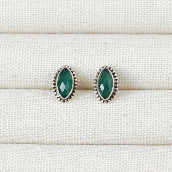 Green Onyx Stone Sterling Silver Earring Studs