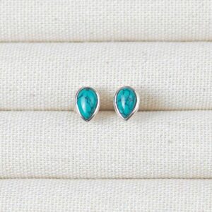 Turquoise Stone Sterling Silver Earring Studs