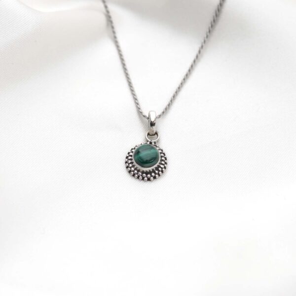 Malachite Stone Silver Pendant - Image 3