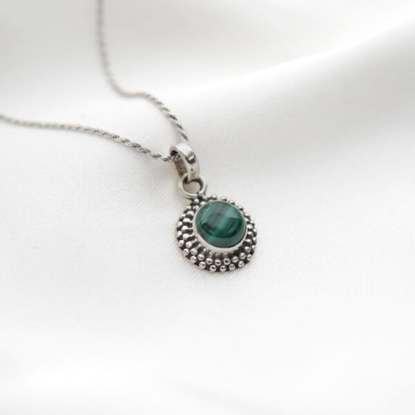 Malachite Stone Silver Pendant