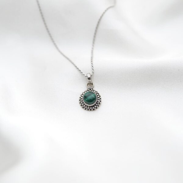 Malachite Stone Silver Pendant - Image 2