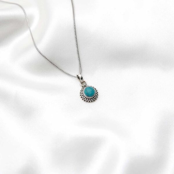 Turquoise Stone Silver Pendant - Image 2