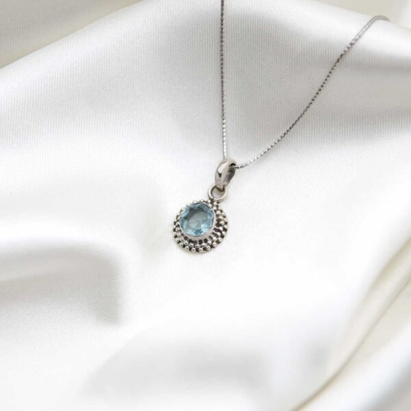 Blue Topaz Stone Silver Pendant - Image 2