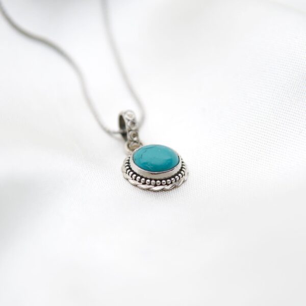 Turquoise Stone Silver Pendant - Image 2