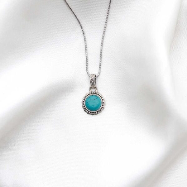 Turquoise Stone Silver Pendant - Image 5