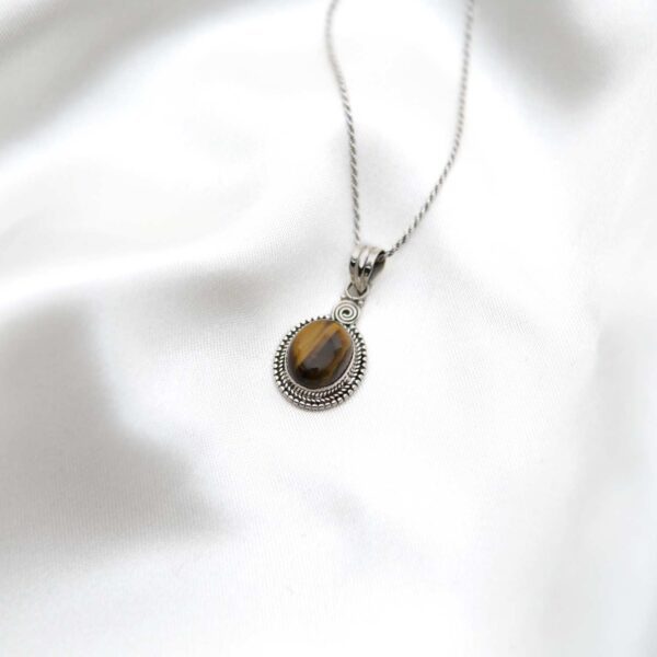 Tiger's Eye Stone Silver Pendant - Image 2