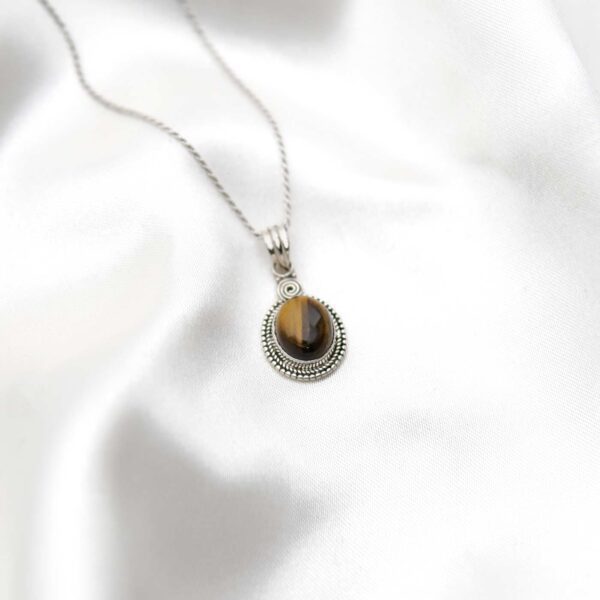 Tiger's Eye Stone Silver Pendant - Image 3