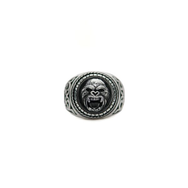 Men's Sterling Silver 925 3D Ring Gorilla King Kong Ape