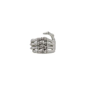 Skeleton Hand 925 Sterling Silver Ring with Skulls