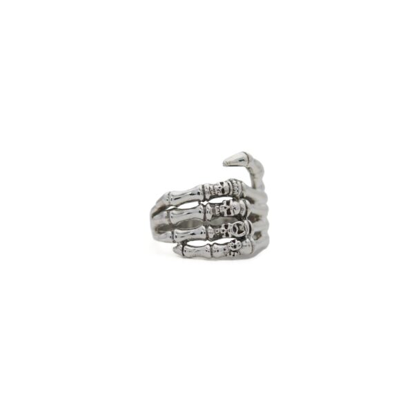 Skeleton Hand 925 Sterling Silver Ring with Skulls