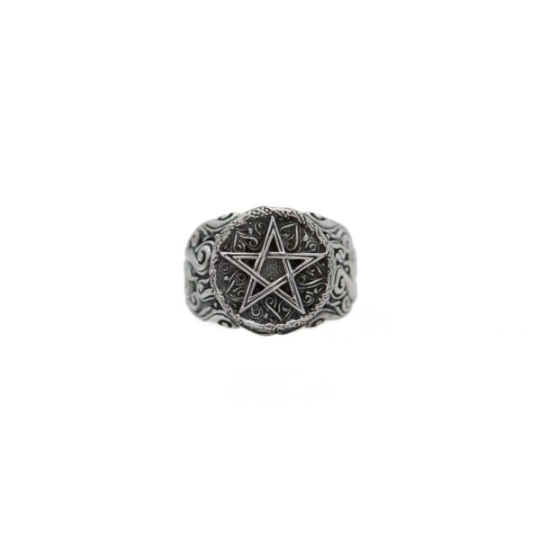 Pentagram Star Occult Sacred Symbols Gothic Medieval Talisman Sterling Silver 925 Ring