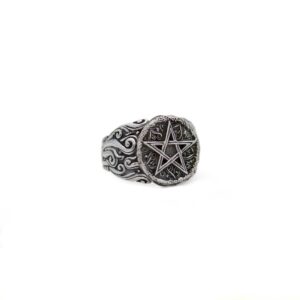 Pentagram Star Occult Sacred Symbols Gothic Medieval Talisman Sterling Silver 925 Ring