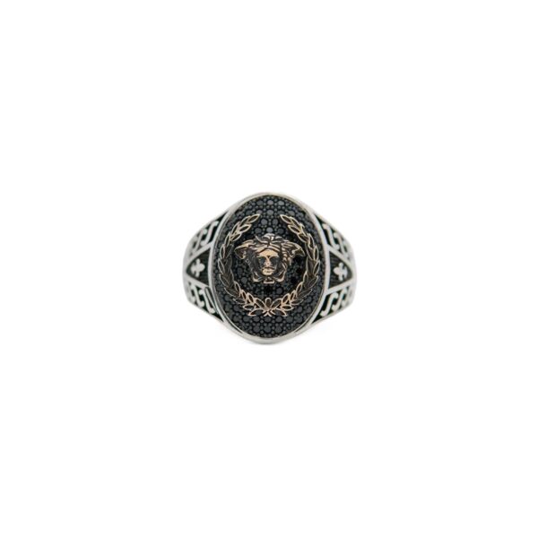 Medusa Head Oval Silver Ring