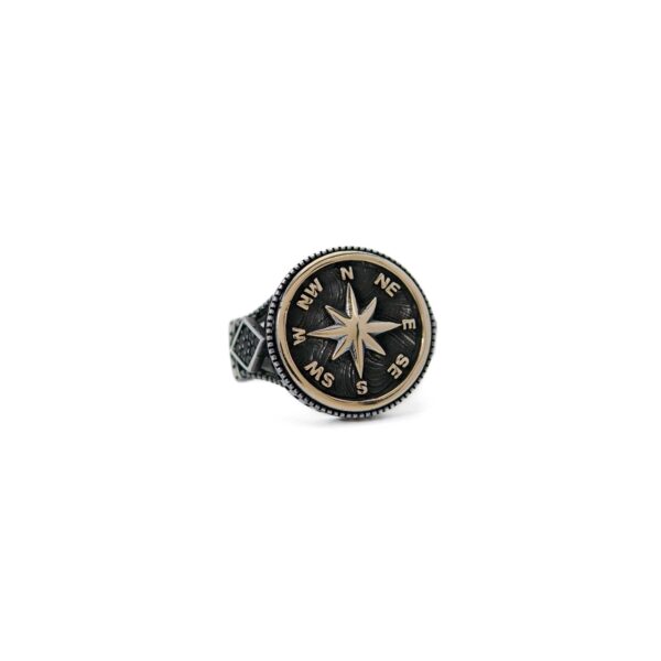 Compass Ring 925 Sterling Silver Men's Ring