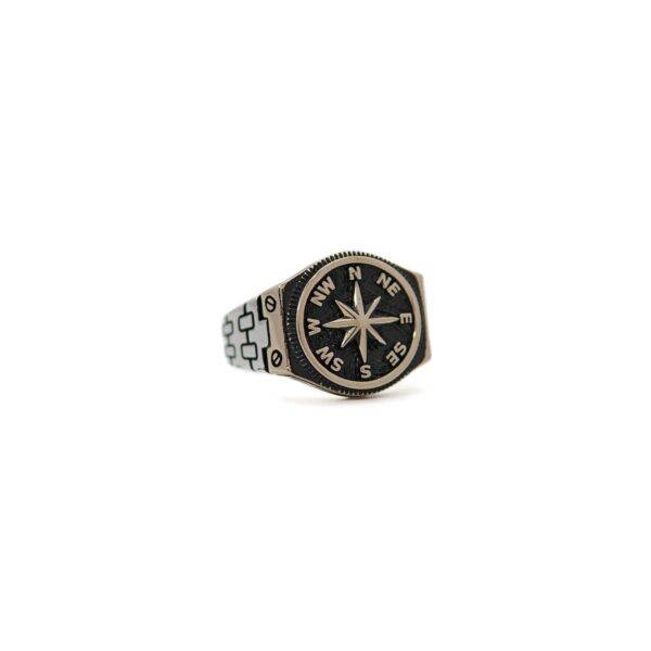 Compass Ring 925 Sterling Silver Men's Ring