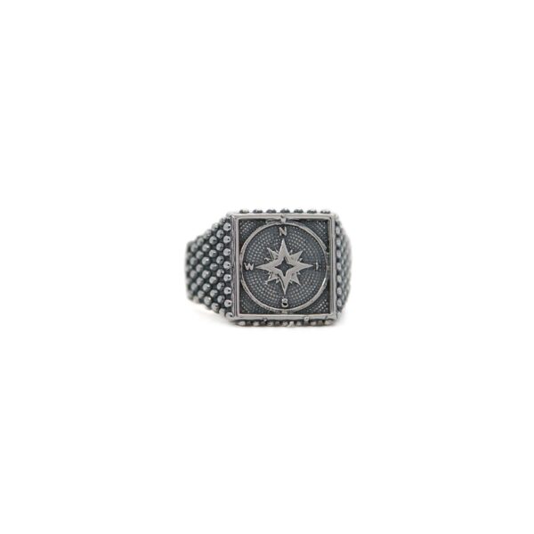 Compass Silver Men's Ring