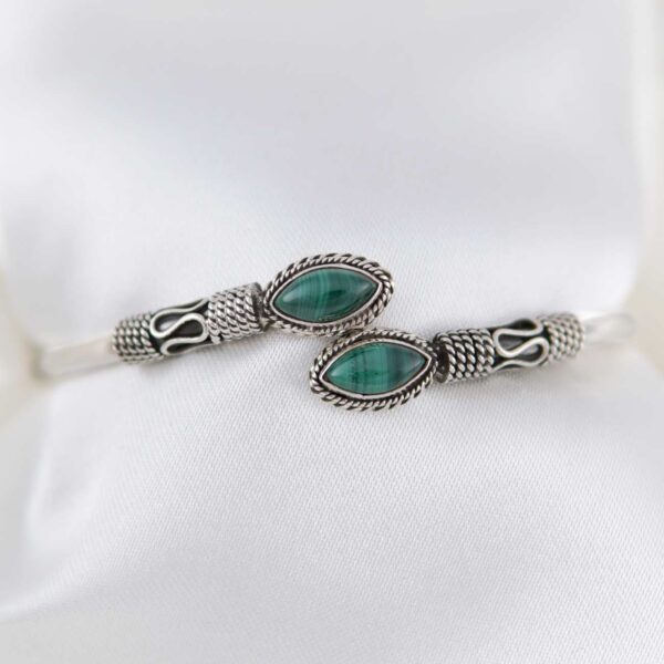 Malachite Stone Sterling Silver Bangle Cuff