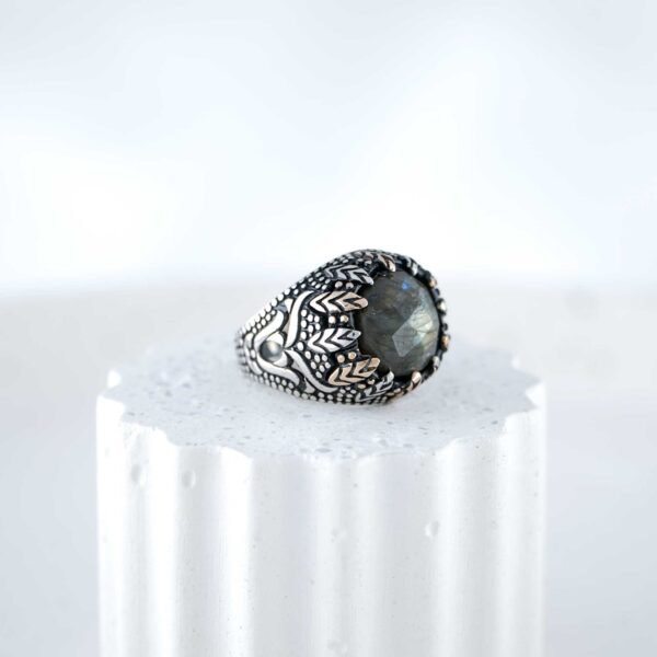 Vintage Labradorite Men's Ring Unisex Sterling Silver 925