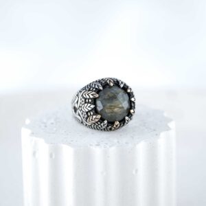 Vintage Labradorite Men's Ring Unisex Sterling Silver 925