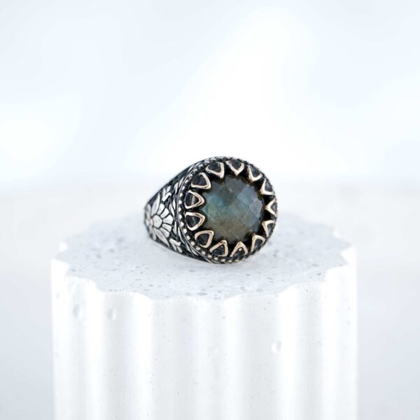 Vintage Labradorite Men's Ring Unisex Sterling Silver 925