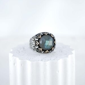 Vintage Labradorite Men's Ring Unisex Sterling Silver 925