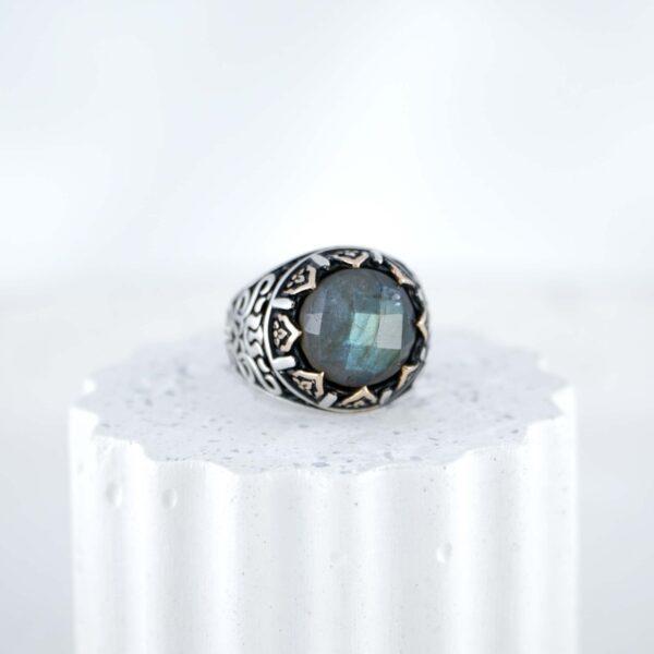 Vintage Labradorite Men's Ring Unisex Sterling Silver 925