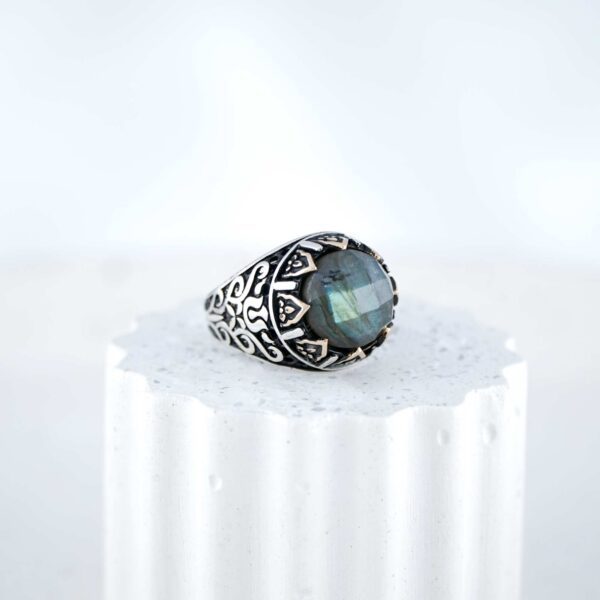 Vintage Labradorite Men's Ring Unisex Sterling Silver 925