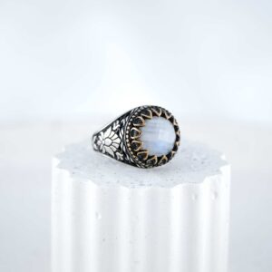 Vintage Moonstone Men's Ring Unisex Sterling Silver 925