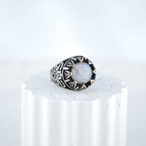 Vintage Moonstone Men's Ring Unisex Sterling Silver 925