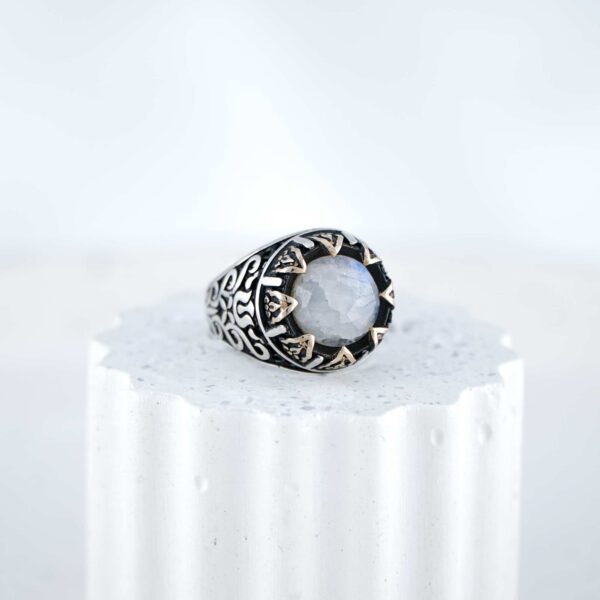 Vintage Moonstone Men's Ring Unisex Sterling Silver 925