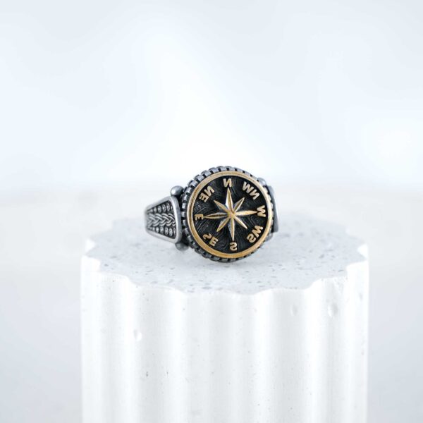 Compass Ring 925 Sterling Silver Men's Ring